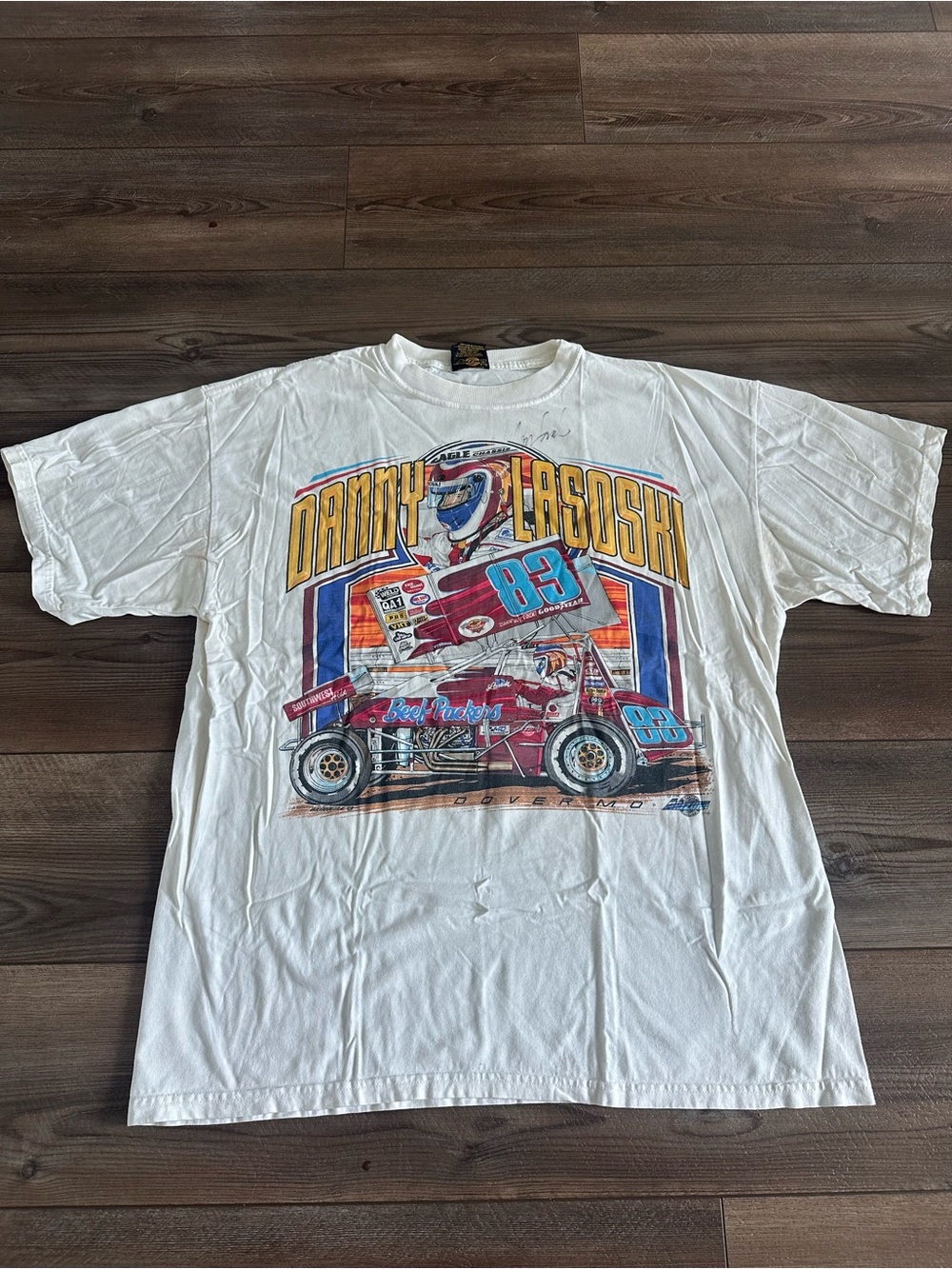 Vtg Danny Lasoski 83 Autographed 1998 Knoxville Champion Racing T-Shirt Sz XL